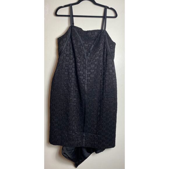 LANE BRYANT ISABEL TOLEDO DRESS 16 BLACK METALLIC DECO SEAMED FISHTAIL HOLIDAYS - Picture 2 of 12